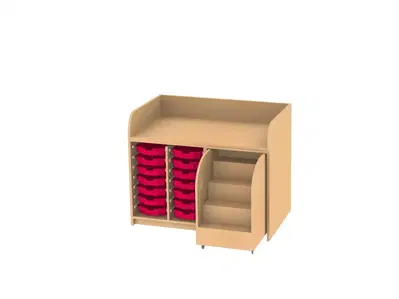 Wickelkommode mit ausziehbarer Treppe für 2 x 7 Kunststoffschübe