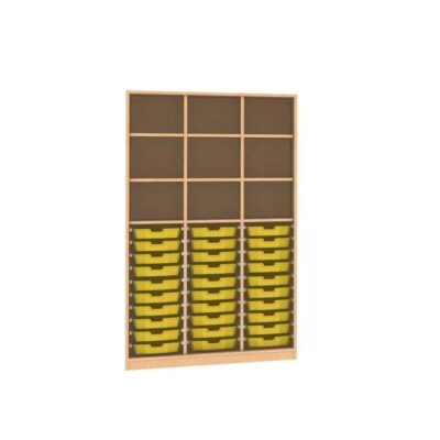 Materialschrank mit 2 Trennwänden, 3 feste Böden und 6 Einlegeböden für 30 CS1 Boxen
