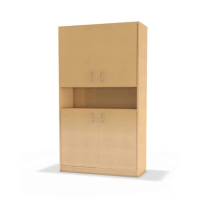 Hochschrank mit 2 Doppeltüren, mittig offenes Regal