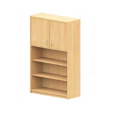 Hochschrank mit Doppeltür oben, Regal offen und 4 Einlegeböden