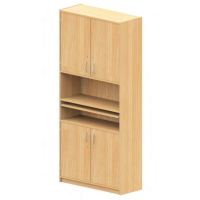 Steharbeitsplatz mit Doppeltüren und ausziehbarer Schreibplatte