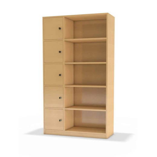 lehrerfachschrank5faecherundregal Lehrerfachschrank mit 5 Eigentumsfächer und Regal offen - lehrerfachschrank5faecherundregal