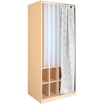 Kombischrank für 8 Matten und Decken, Birke, mit Vorhang, mit Sternchen