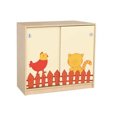 Fantasiewelt Schrank mit Hühnchen und Katze