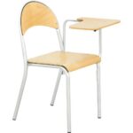 Stuhl P 6 mit Schreibpult, Sitzhöhe: 46 cm – alufarben – Buche - F011095 6 08 08