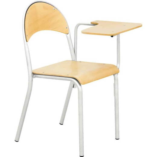F011095_6_08_08 Stuhl P 6 mit Schreibpult, Sitzhöhe: 46 cm – alufarben – Buche - F011095 6 08 08