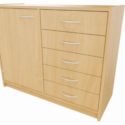 Korpus-Classic Unterschrank mit Tür und 5 Schubkästen, 2 Einlegeböden - Breite: 102 cm