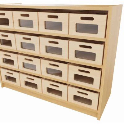 Korpus-Classic Unterschrank mit 16 Materialkästen, 3 feste Böden - Breite: 102 cm