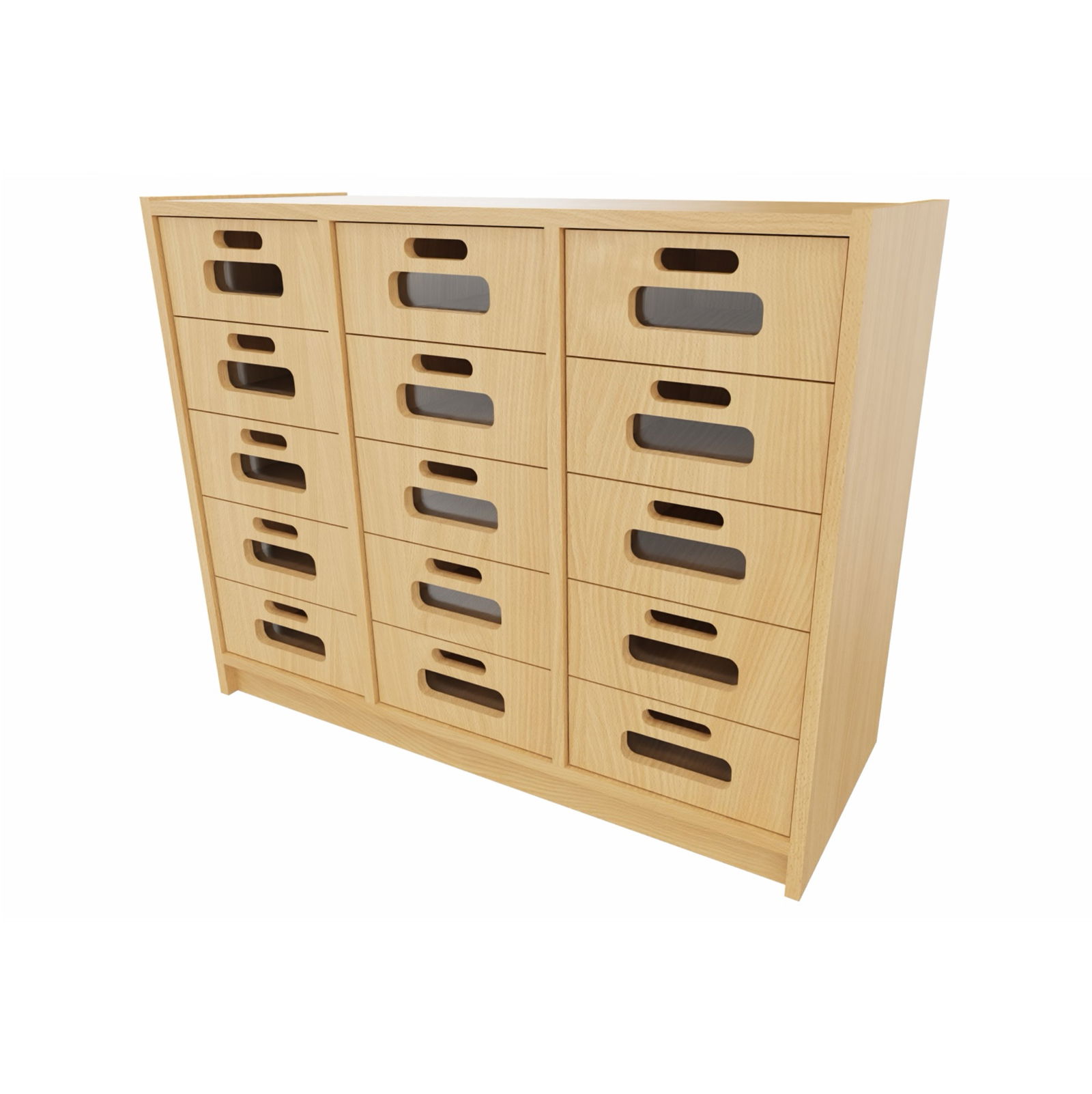 Korpus-Classic Unterschrank mit 15 Schubkästen Acrylglasfront - Breite: 102 cm