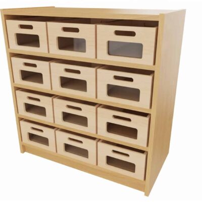 Korpus-Classic Unterschrank mit 12 Materialkästen, 3 feste Böden - Breite: 78 cm