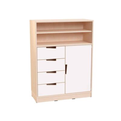 Echtholz Kombischrank L, 4 Schubladen + Tür rechts