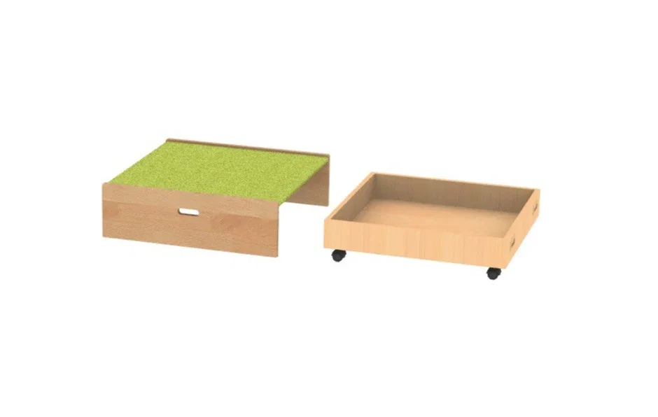 Spielpodest Quadrat, klein - einseitig offen, Rückwand