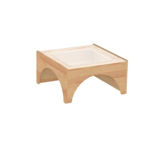 Glaspodest "Tunnel" Öffnungen über Eck