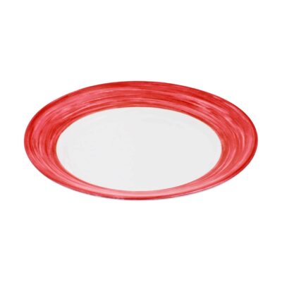 Teller flach 6 Stück - Hartglasgeschirr "Brush" mit Randdekor in 6 Farben