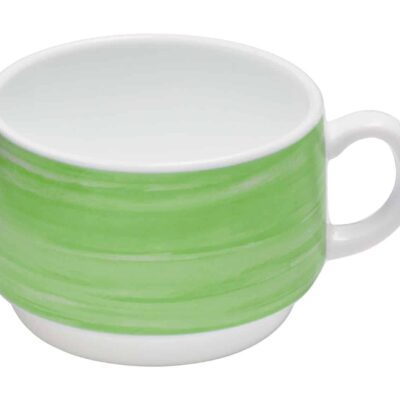 Tassen 12 Stück - Hartglasgeschirr "Brush" mit Farb-Randdekor