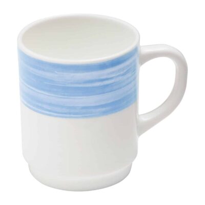 Henkelbecher 6 Stück - Hartglasgeschirr "Brush" mit Farb-Randdekor