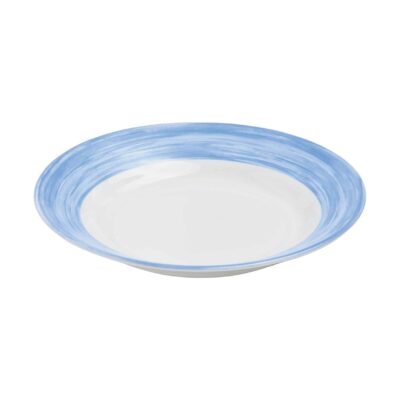 Teller Tief 6 Stück - Hartglasgeschirr "Brush" mit Farb-Randdekor