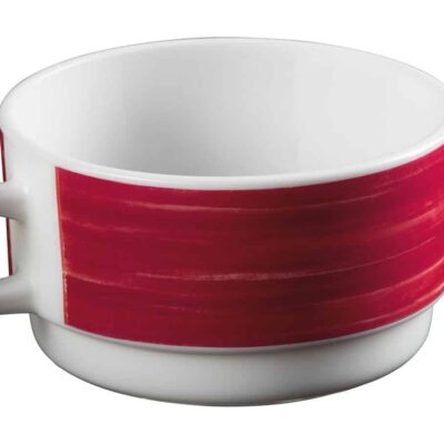 Suppentasse 6 Stück - Hartglasgeschirr "Brush" mit Farb-Randdekor