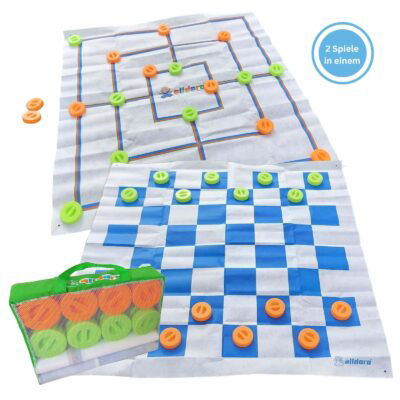 XXL Mühle & Dame - 2 große Gesellschaftsspiele