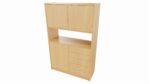 Hochschrank STT unten: Tür, 5 Schubkästen, mittig: offenes Fach, (ohne Rückwand) oben: Doppeltür, mit Mittelwand - M108025STT
