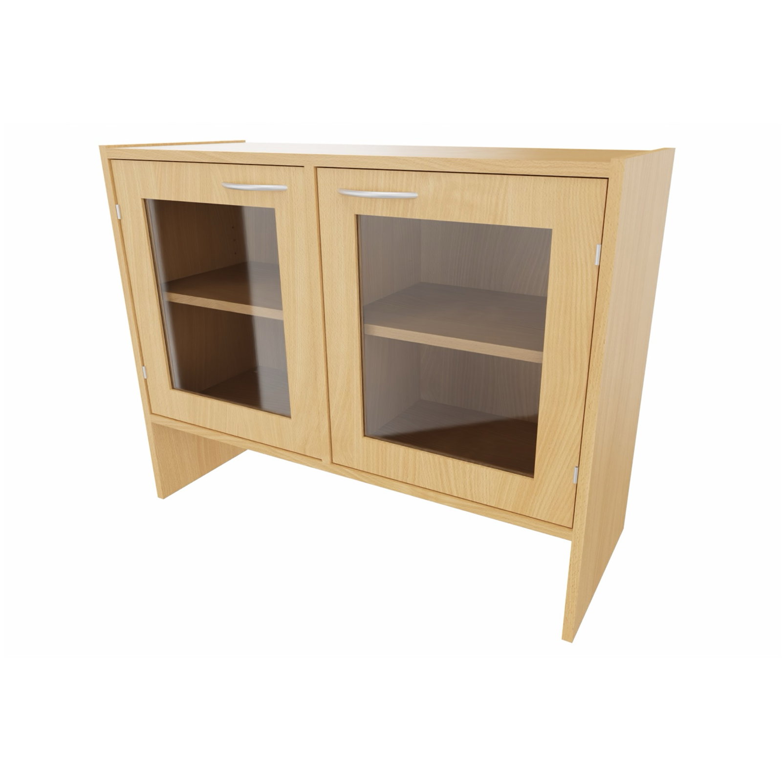 Sockelnischenschrank mit Doppeltür (mit Glasfüllung), Mittelwand, je 1 Einlegeboden