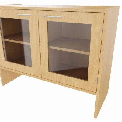 Sockelnischenschrank mit Doppeltür (mit Glasfüllung), Mittelwand, je 1 Einlegeboden