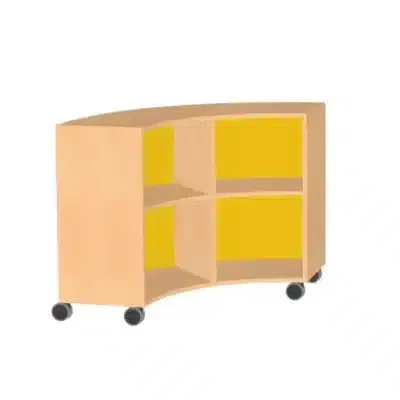 Viertelkreisschrank offen, mit Plexiglasrückwand