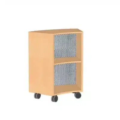 Sechstelkreisschrank offen, mit Lochblechrückwand (RAL 9006)