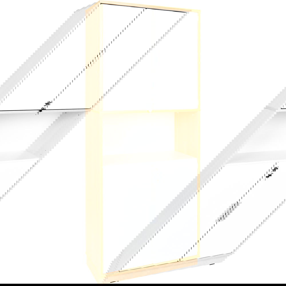 Hochschrank, abschließbar, ohne Mittelwand, H 201, mit offenem Fach (Quadro 111/111W – 180°)