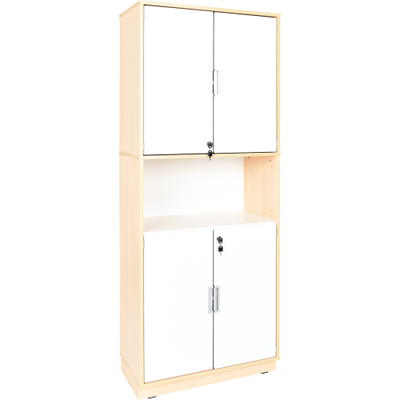 Hochschrank, abschließbar, ohne Mittelwand, H 201, mit offenem Fach (Quadro 111/111W – 180°)