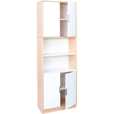 Hochschrank ohne Mittelwand, Höhe: 238 cm, mit offenem Fach, weiß (Quadro 119-180°)