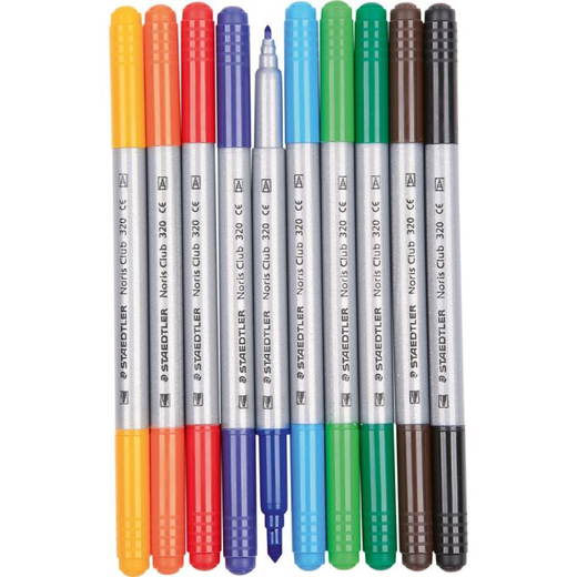 024044 Duo-Faserstifte, 10 Farben - 024044