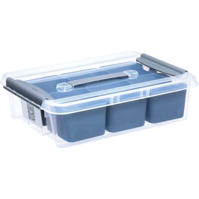 Plastikbehälter mit Klickverschluss-Deckel, 8 l, mit 6 Einsätzen