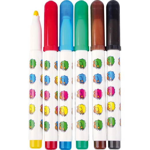 257001 Dicke Faserstifte, 6 Farben - 257001