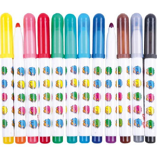 257002 Dicke Faserstifte, 12 Farben - 257002