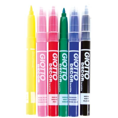 Textil-Faserstifte, 6 Farben