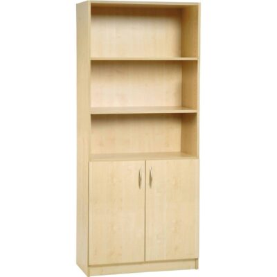 Aktenschrank unten 2 Türen, oben offen mit 2 verstellbaren Fachböden für 3 Ordnerhöhen