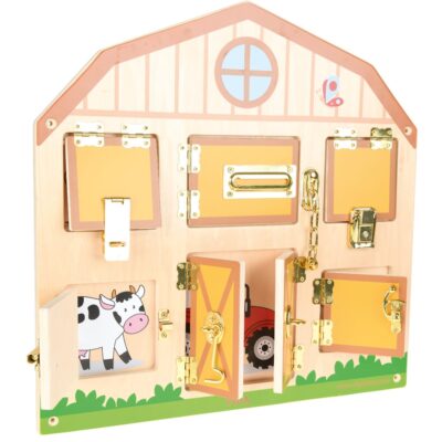 Wandmotoriktafel mit Verschlüssen - Scheune