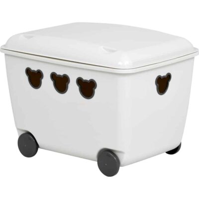 Behälter mit Bärchen, auf Rollen, 55 l, beige