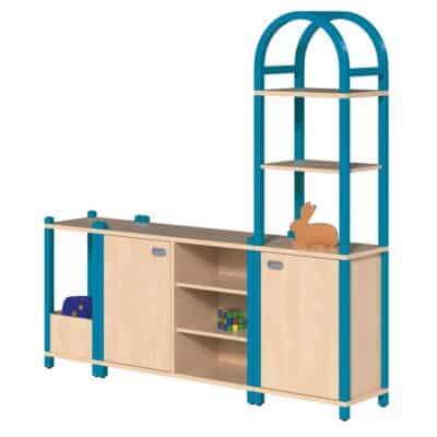 MAX Regalsystem - Eckkasten, Schrank mit Tür und Regal, Turm mit Bogendach