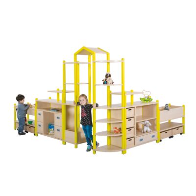 BIANCA Regalsystem - Raumteiler mit Dach & Spielschränke