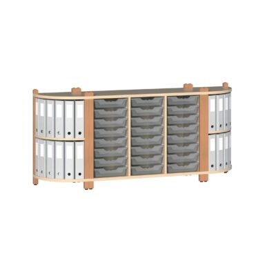 EMILIA Portfoliosystem - Schrank mit 24 ErgoTray Boxen, 2 Viertelkreisregale