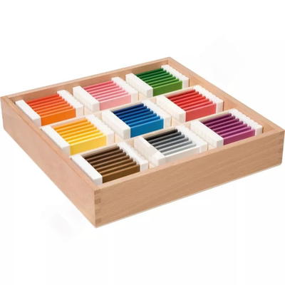 Montessori Farbtäfelchen – Schattierungskasten mit 9 Farben