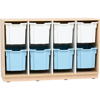 Regal M + 8 Behälter Jumbo, weiß/hellblau (Quadro 193)