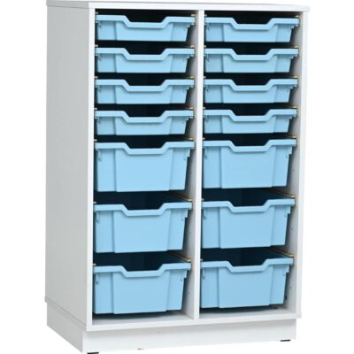 Regal M+, 14 hellblaue Behälter (Quadro 206)