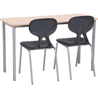Doppeltisch Vorte mit Stühlen Colores, Tischhöhe 76 cm (Set Nr. 114 – Gr. 6)
