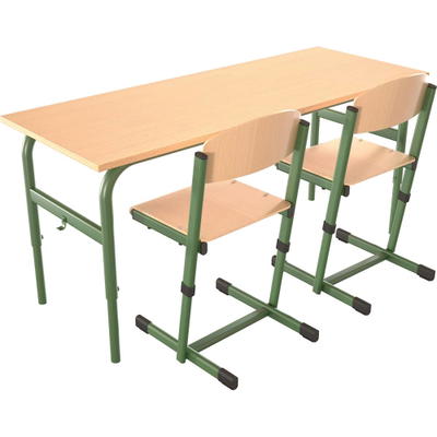 Doppeltisch Daniel mit Stühlen, höhenverstellbar, TH 59-64 cm (Set Nr. 29 – Gr. 3-4)