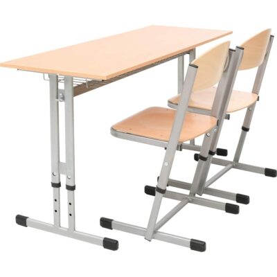 Doppeltisch IN-R mit Stühlen, höhenverstellbar, TH 71-76 cm (Set Nr. 34 - Gr. 5-6)