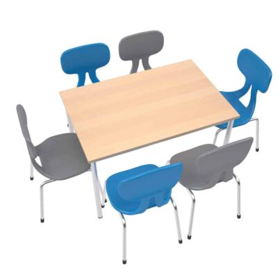 Tisch MILA 120x80 mit Stühlen Colores, grau-türkis