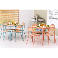 Tisch MILA (80×80 cm, Ahorn E) mit Stühlen P, apricot, SH 46 cm - ZEST5955 d 24